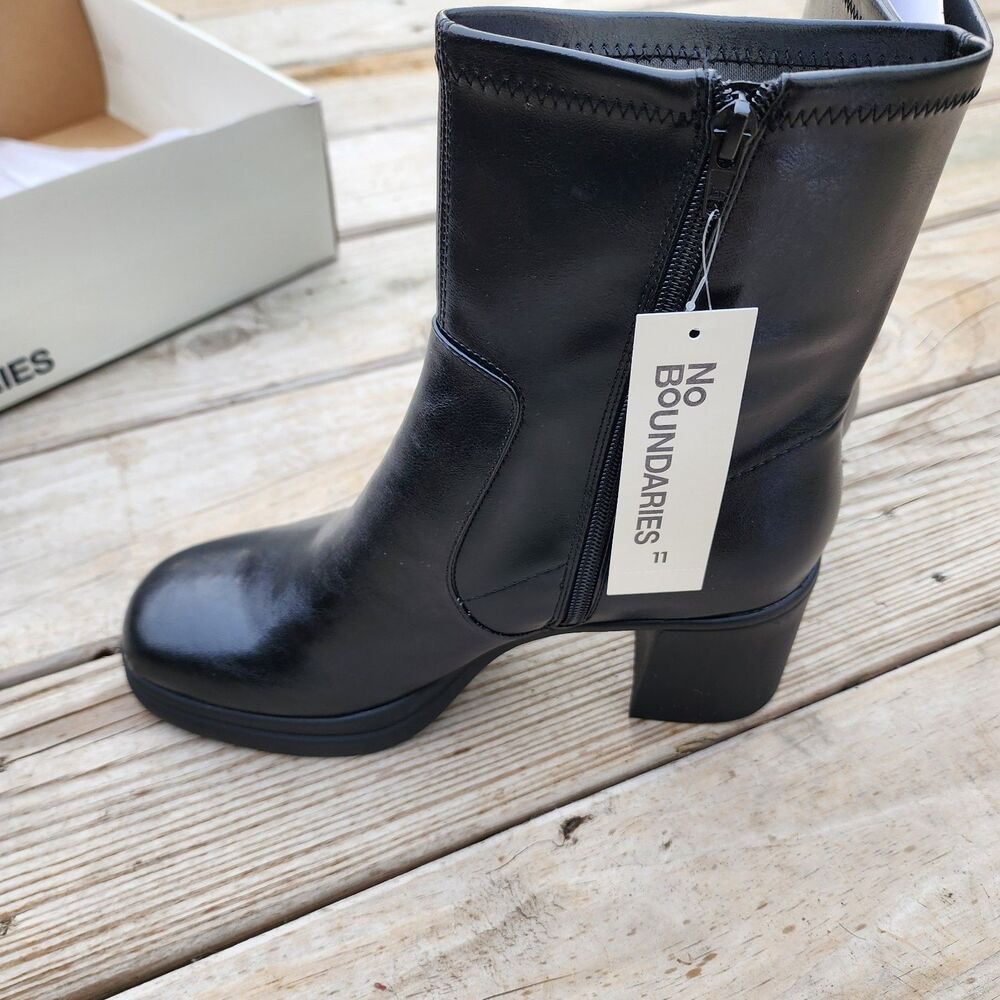 NIB Womens No Boundaries Platform Dress Boots Black Side Zip Womens Sz 11 Dressy